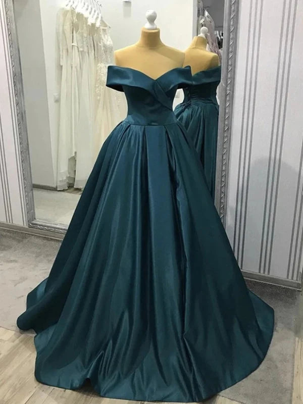 Off Shoulder Long Prom Dresses