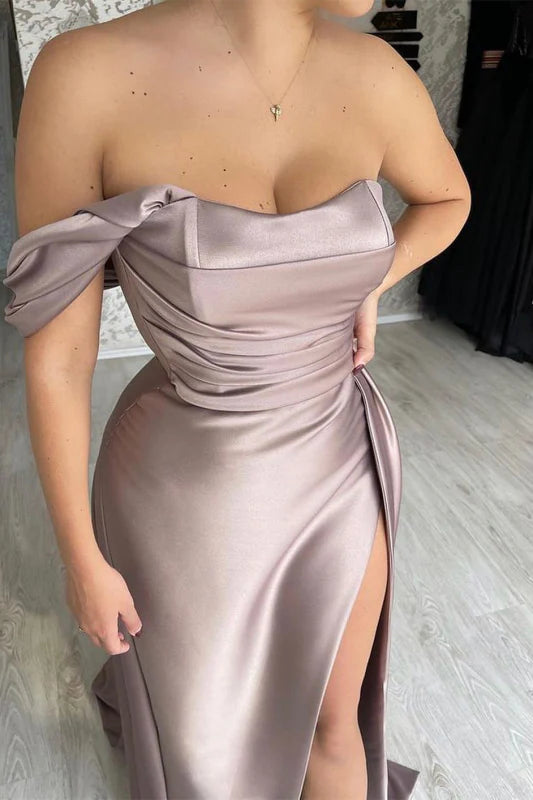 Mermaid One Shoulder Prom Dresses with Split