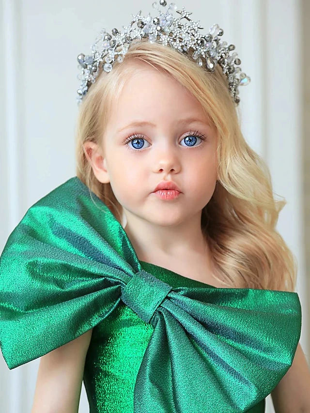 Ball Gown Sweep / Brush Train Flower Girl Dress Birthday Girls Cute Prom Dress Taffeta with Bow(s) Elegant Fit 3-16 Years