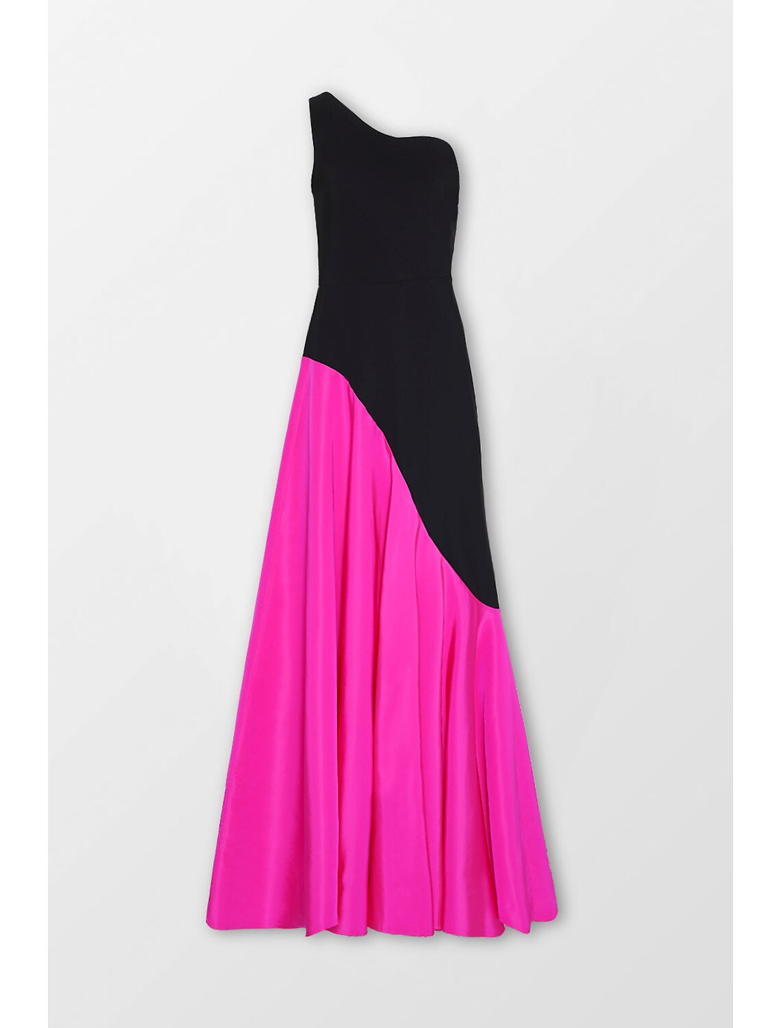 A-Line Evening Gown Color Block Dress Cocktail Party Floor Length Sleeveless One Shoulder Satin with Pleats