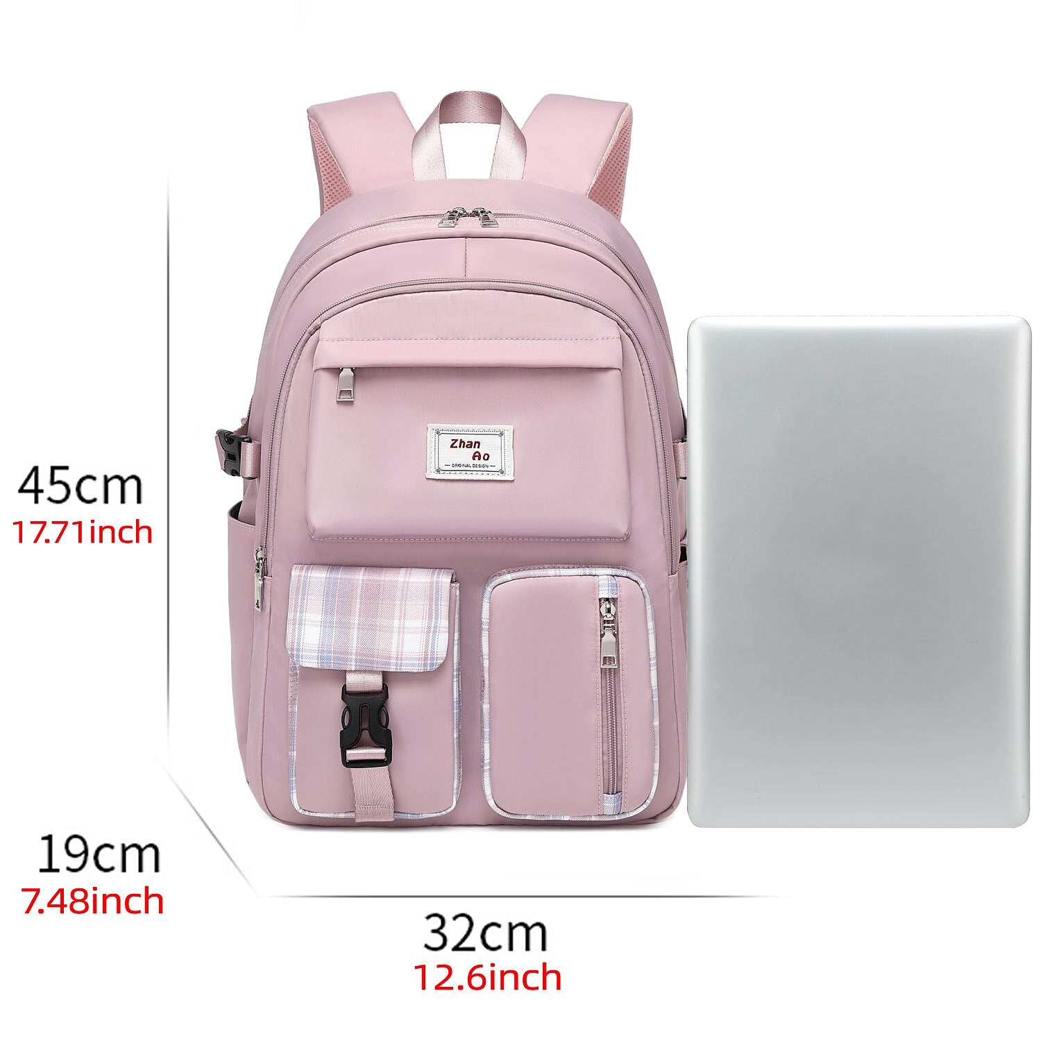 Men's Women's School Bag Bookbag Commuter Backpack School Traveling Solid Color Oxford Cloth Adjustable Large Capacity Waterproof Buttons Zipper Black Pink Purple