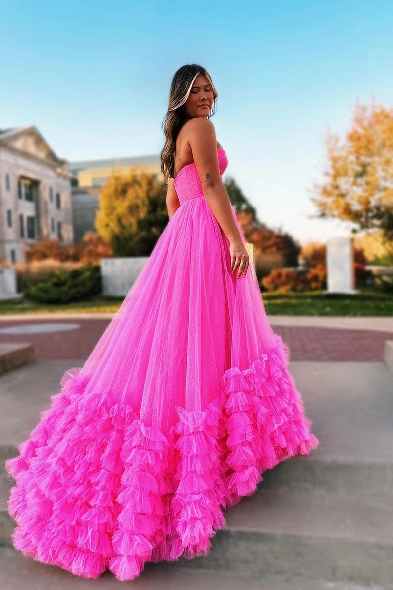 A-Line Prom Dresses Dress Dress Formal Birthday Floor Length Sleeveless Strapless Tulle