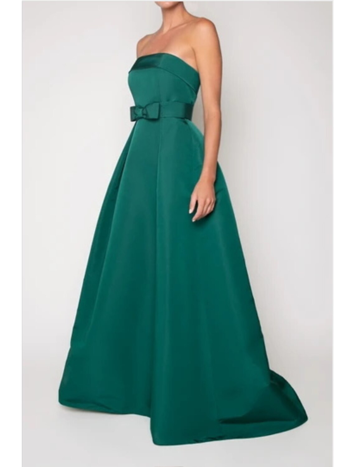 A-Line Evening Gown Vintage Dress Engagement Sweep / Brush Train Sleeveless Strapless Satin with Sleek Bow(s)