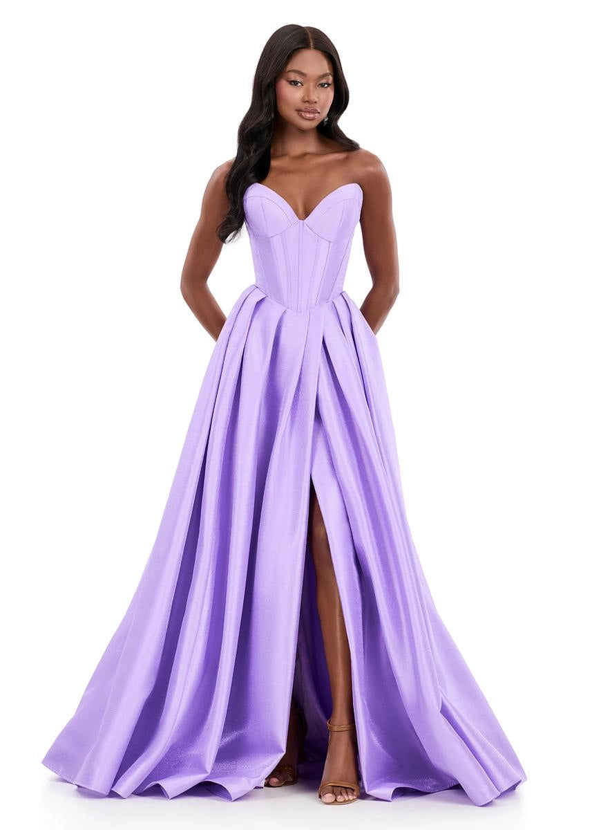 Elegant A-Line Strapless Sweetheart Lace Up Train Long Prom Dress