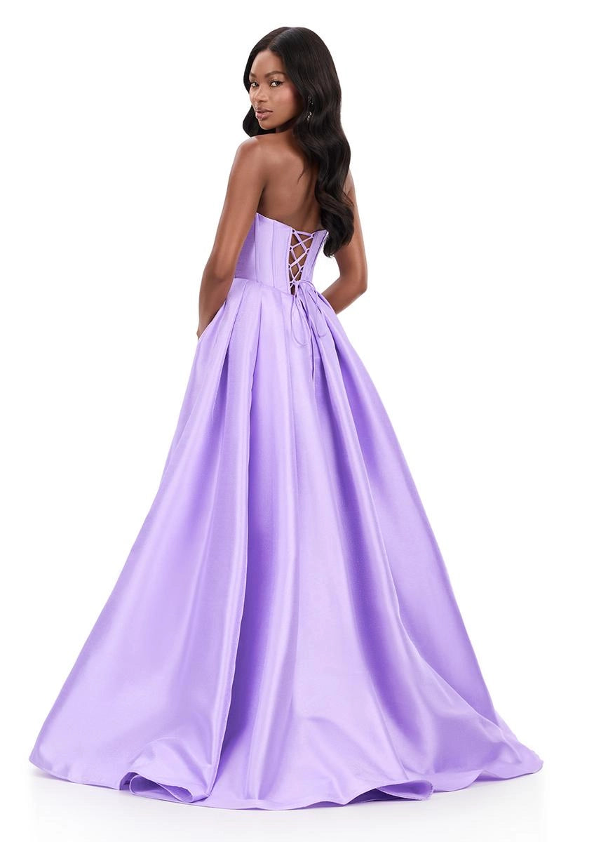 Elegant A-Line Strapless Sweetheart Lace Up Train Long Prom Dress
