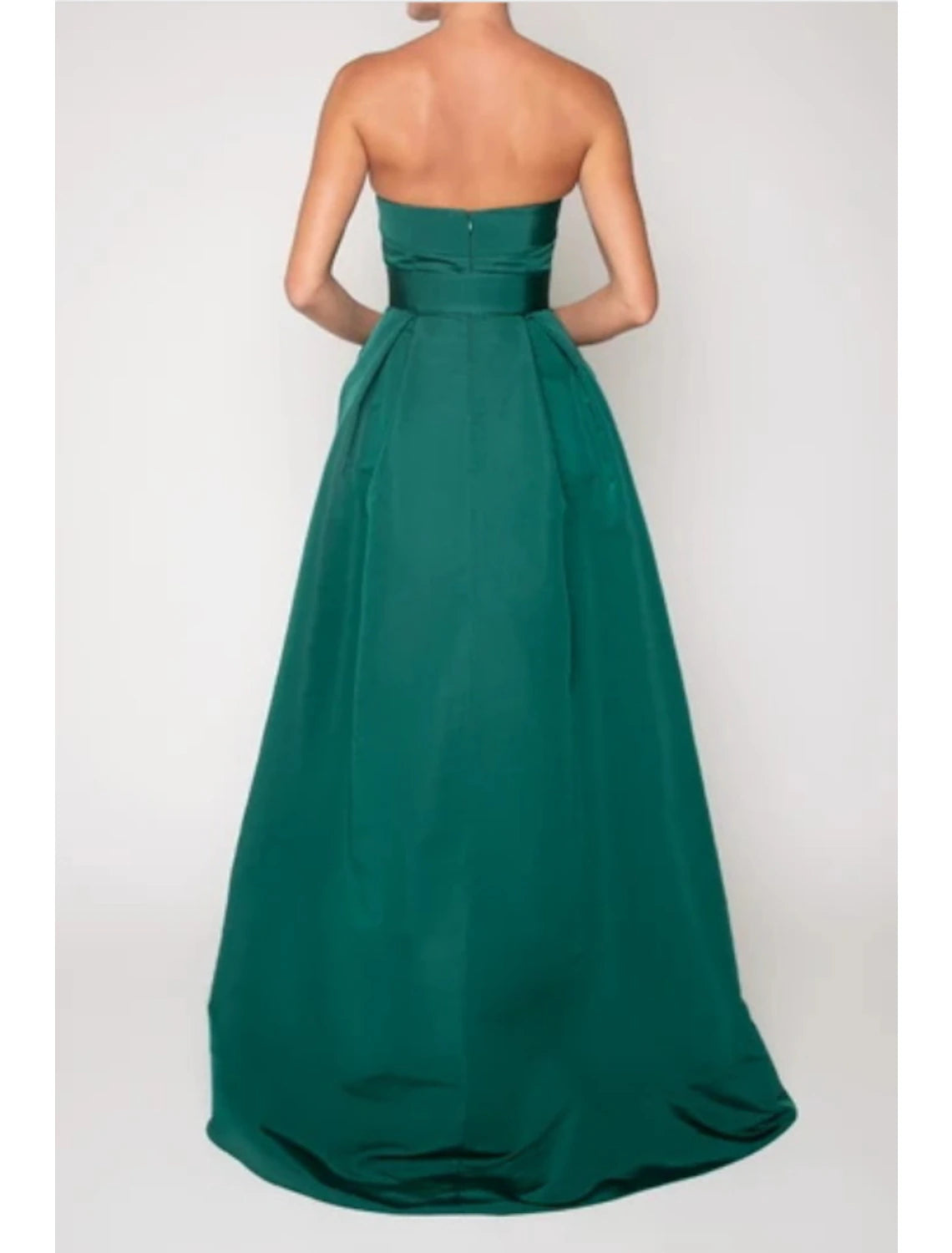 A-Line Evening Gown Vintage Dress Engagement Sweep / Brush Train Sleeveless Strapless Satin with Sleek Bow(s)