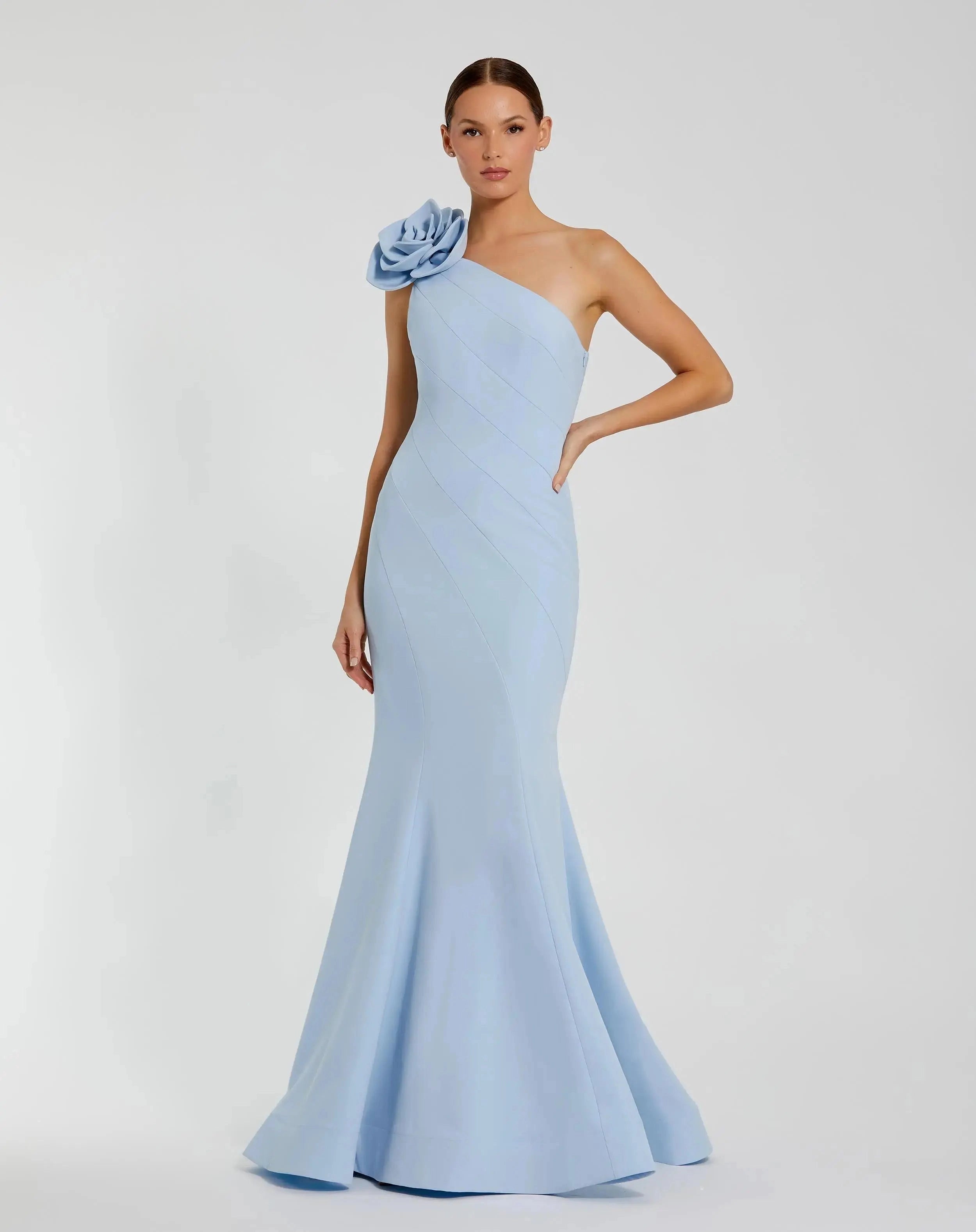 Chic mermaid one-shoulder sleeveless sidezip floor-length prom gown