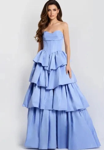 Voluminous A-Line Sweetheart Strapless V-Back Floor Length Prom Dress
