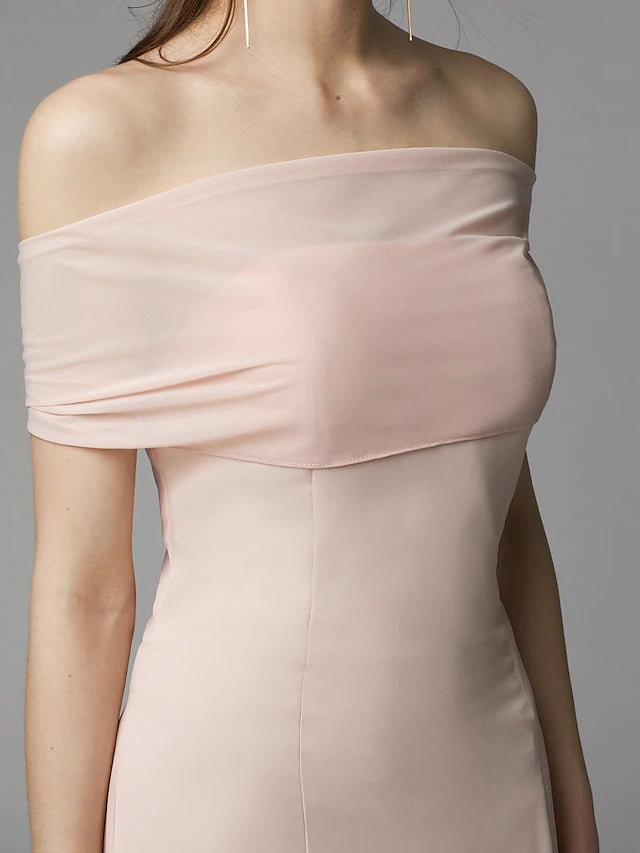 Meerjungfrau/Trompete Brautjungfernkleid Trägerlos Ärmellos Rückenfrei Bodenlang Chiffon mit Schärpe/Band/Falten