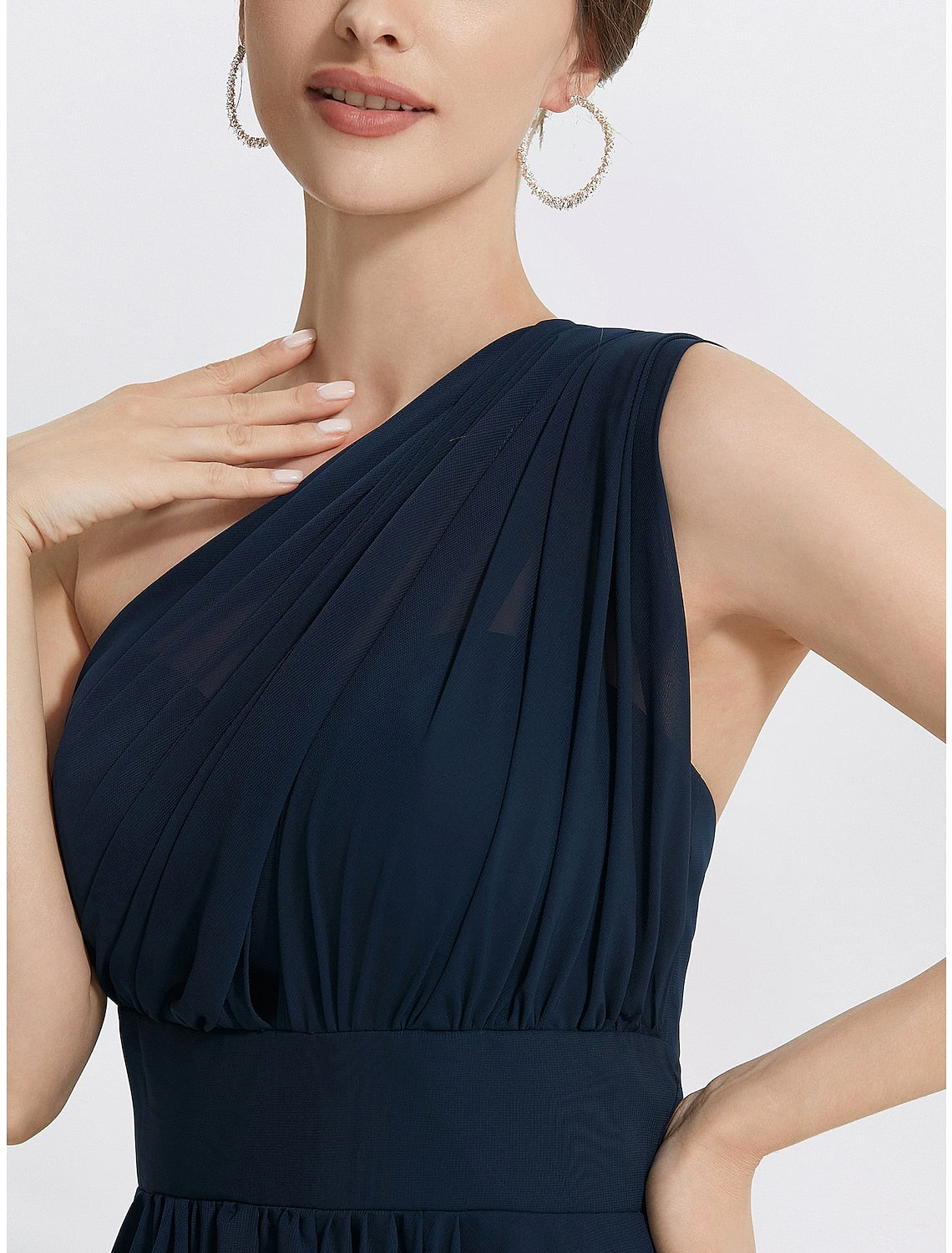 A-Linie Cocktailkleider Elegantes Kleid Hochzeitsgast Teelänge Kurzarm Schulterfrei Cabrio Chiffon mit Rüschen