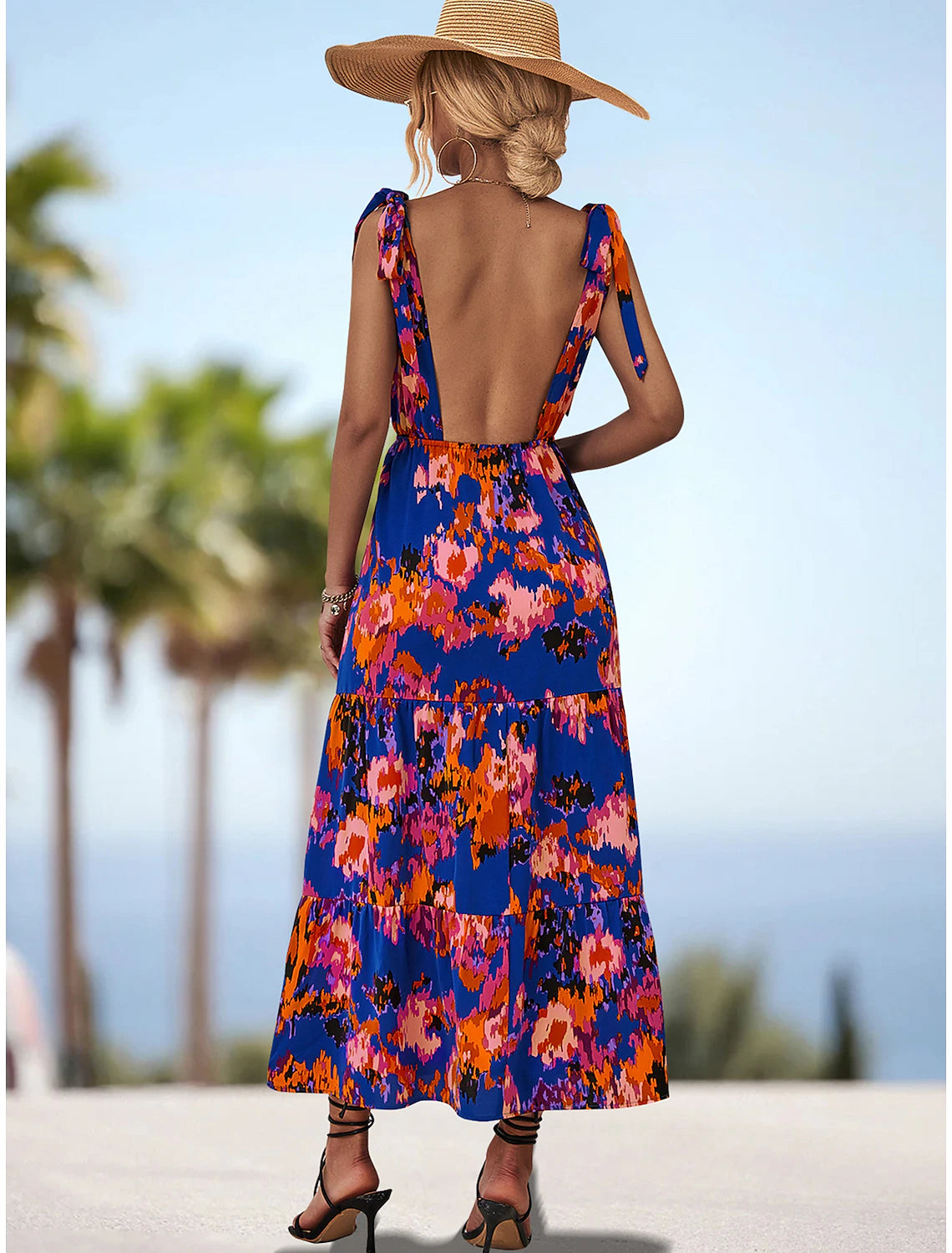 A-Line Wedding Guest Dresses Elegant Dress Wedding Guest Ankle Length Sleeveless Spaghetti Strap Polyester Backless with Slit Strappy