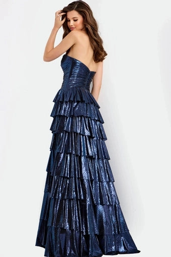 Sparkly A-Line Sweetheart Strapless Open Back Floor Length Prom Dress