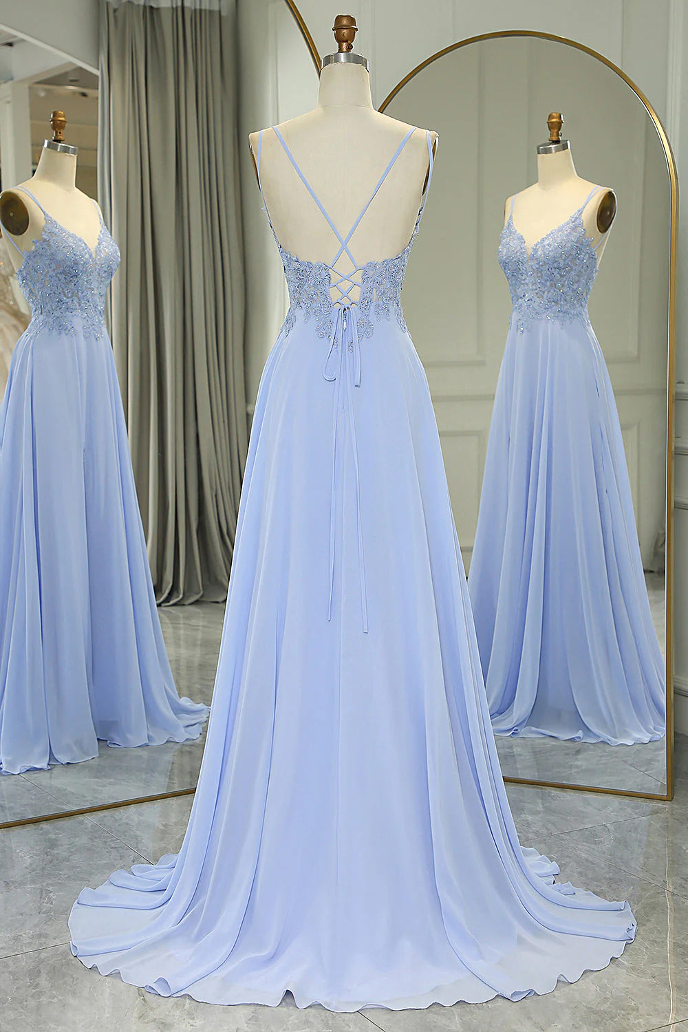 A Line Long Prom Dress With Slit