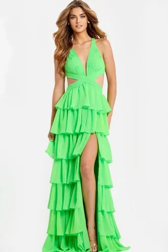 Vibrant A-line Halter Sleeveless Open Back Floor Length Prom Dress