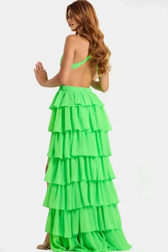 Vibrant A-line Halter Sleeveless Open Back Floor Length Prom Dress