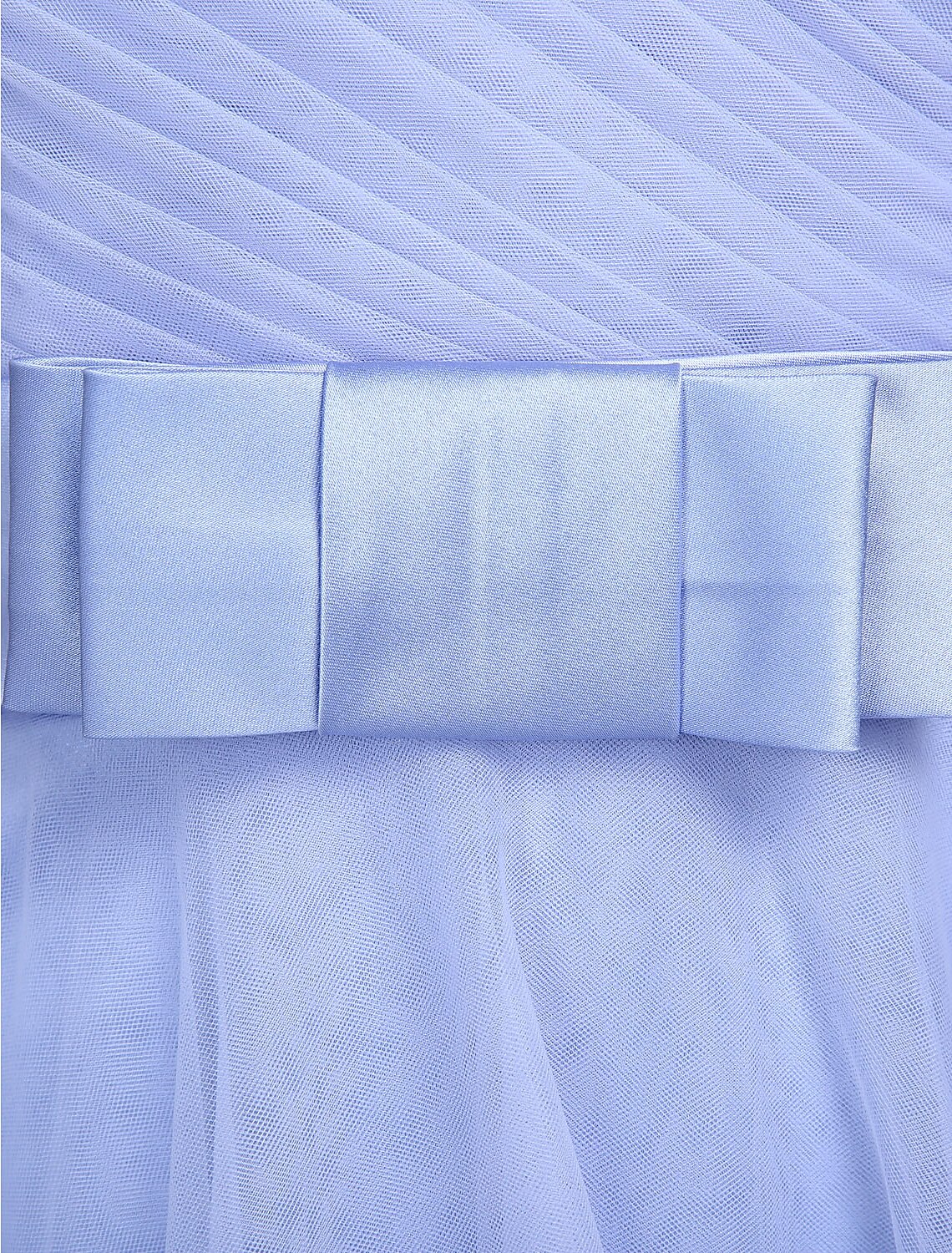 A-Linie Brautjungfernkleid Spaghettiträger Ärmellos Knielang Tüll mit Schleife(n) / Überkreuzt