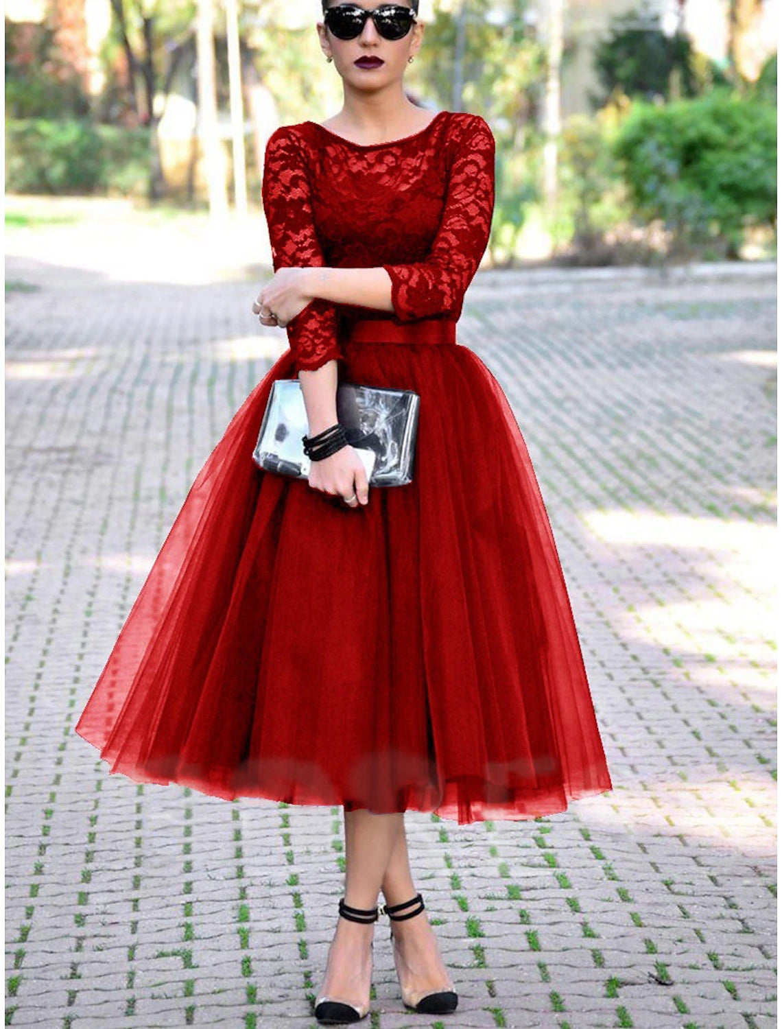 A-Line Cocktail Black Dress Vintage Dress Halloween Ankle Length 3/4 L – BL Dress