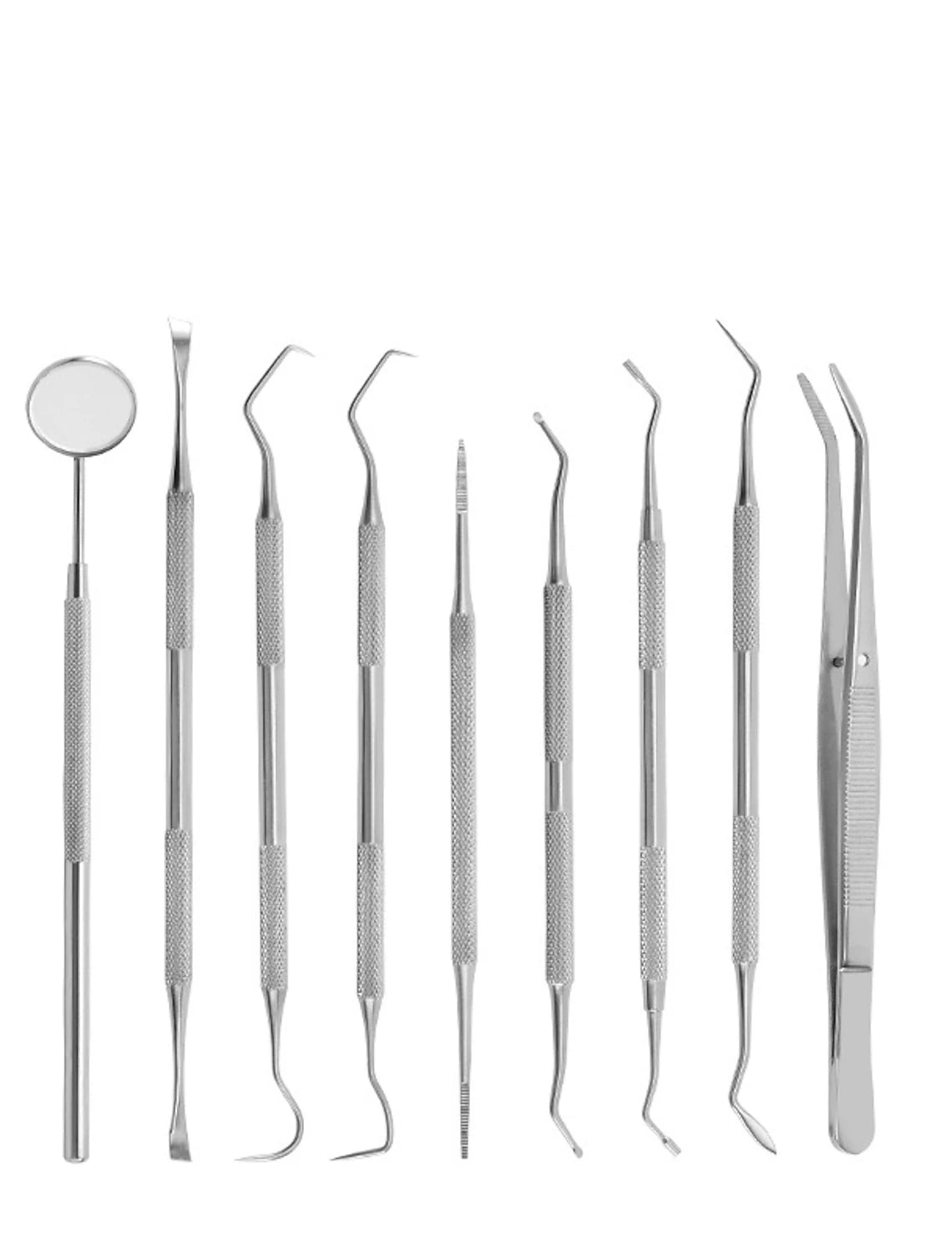 9 Pcs Set Stainless Steel Dental Cleaning Tools Oral Care Tools Dental Calculus Cleaning Dental Stains Tartar Care Tools