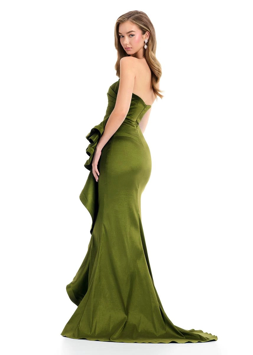 Elegant Mermaid Strapless Straight Low Back Train Long Prom Dress