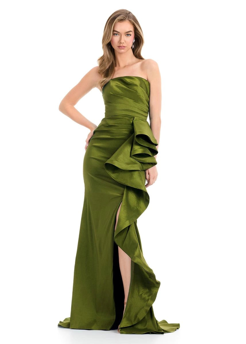Elegant Mermaid Strapless Straight Low Back Train Long Prom Dress