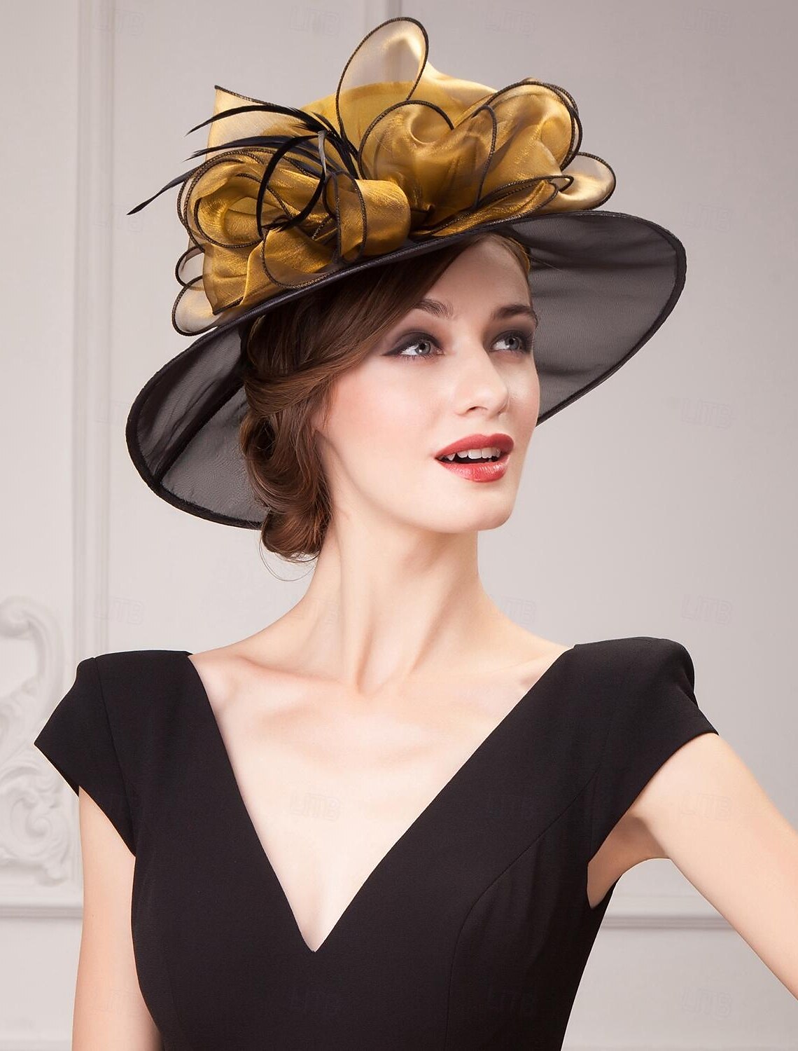 Fascinators Hats Organza Ice Silk Floppy Hat Sun Hat Wedding Tea Party Elegant Wedding With Feather Floral Headpiece Headwear