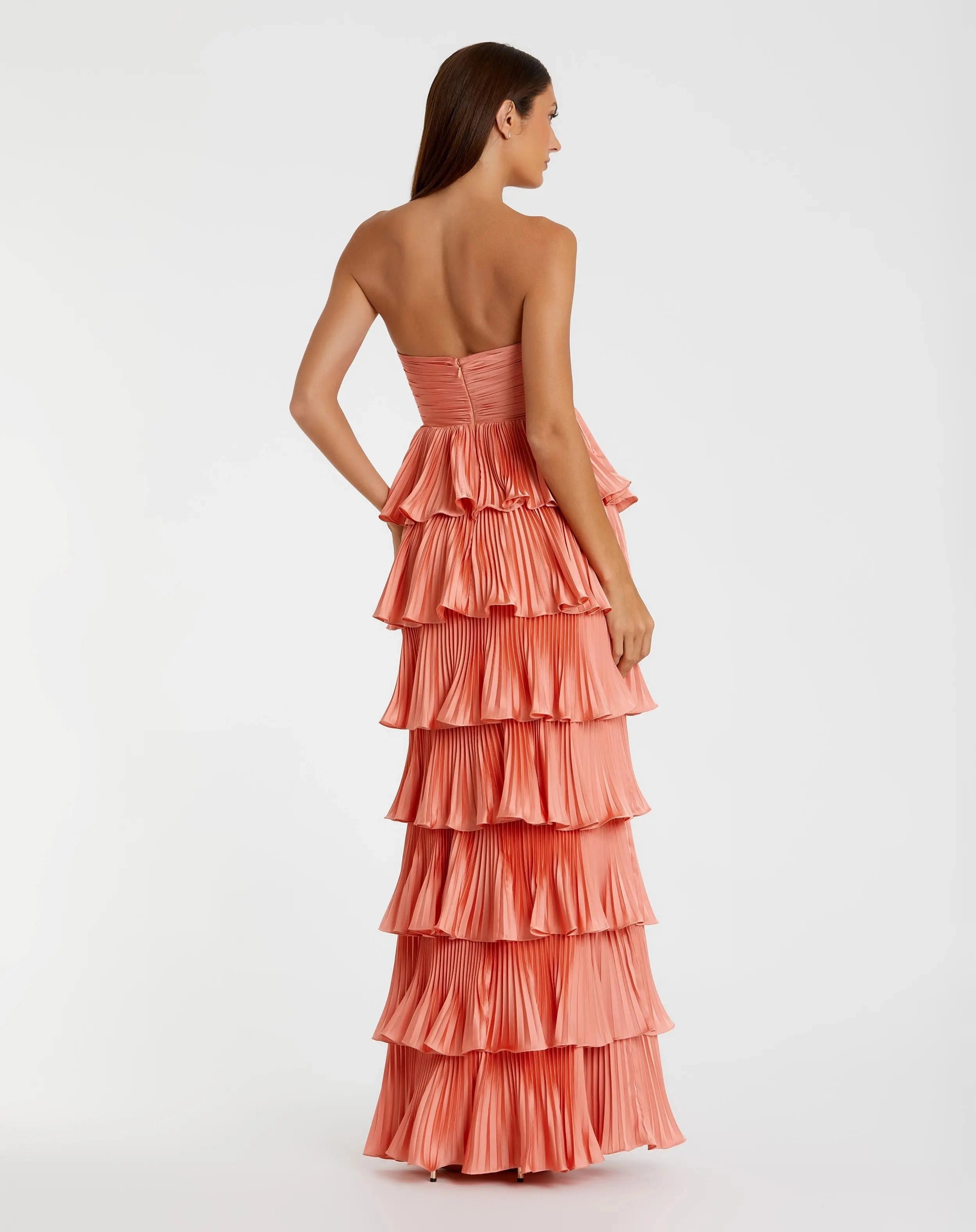 Flowy a-line strapless sweetheart zipback floor-length prom gown