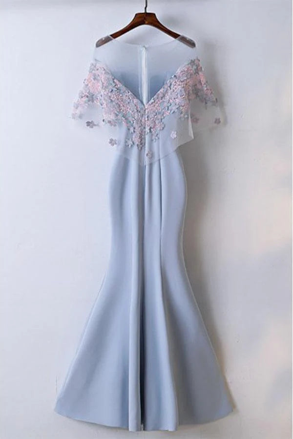 Mermaid Lace Flowers Long Prom Dress
