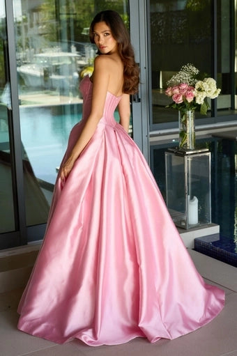 Gorgeous A-Line Sweetheart Strapless Zipper Back Long Prom Dress