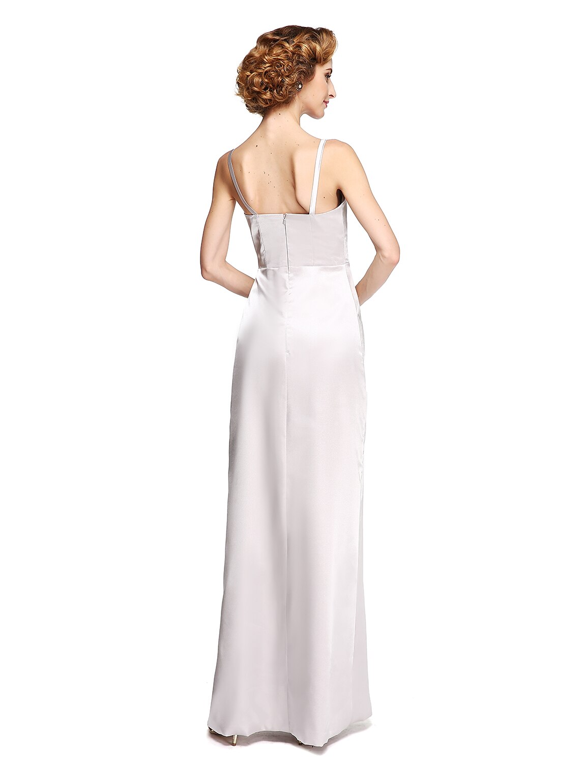 Sheath / Column Mother of the Bride Dress Two Piece Spaghetti Strap Floor Length Stretch Satin Sleeveless yes with Pleats