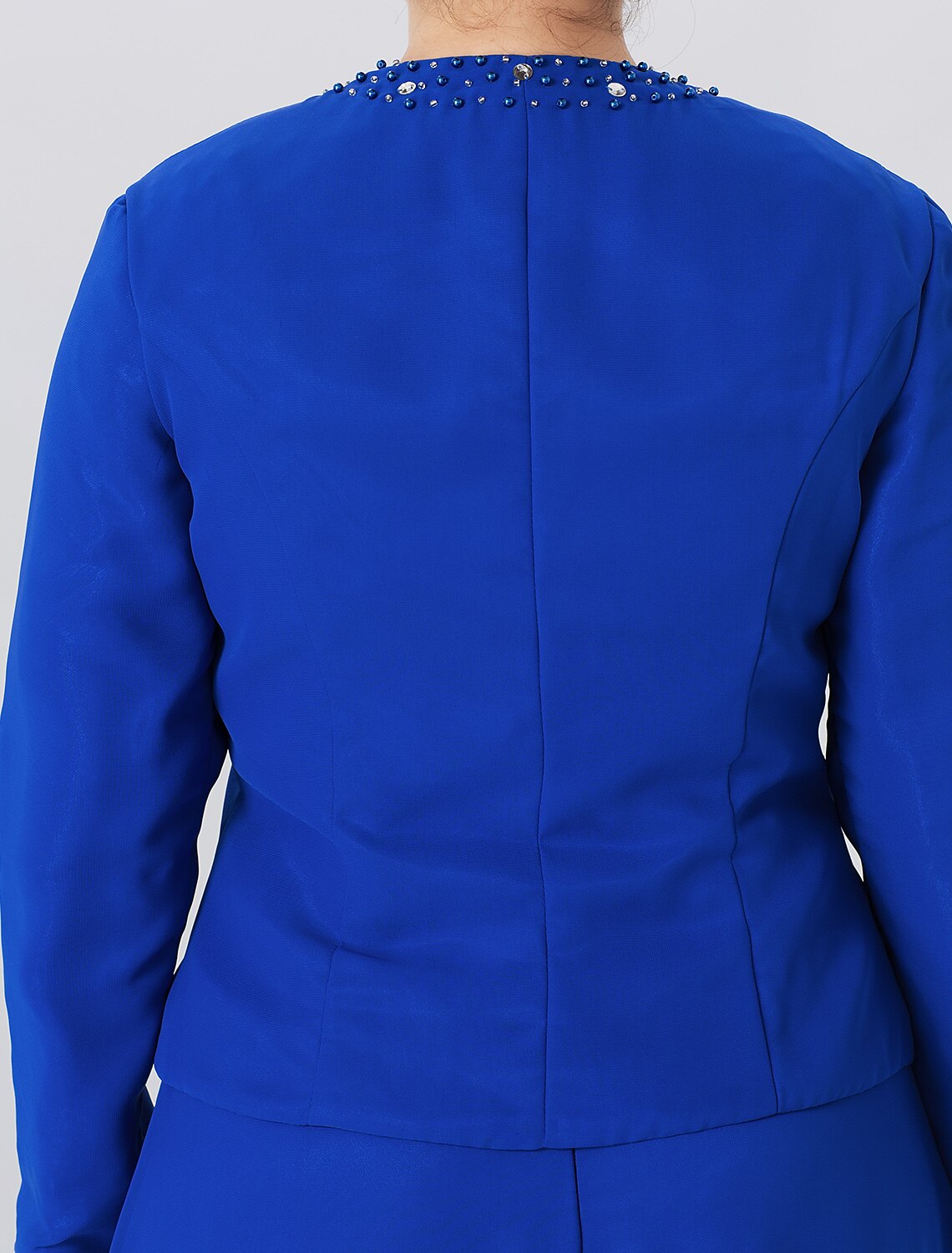 A-Linien-Kleid für die Mutter der Braut, formell, klassisch und zeitlos, elegant und luxuriös, Übergröße, Träger, bodenlang, Chiffon, Spitze, lange Ärmel, Wickelkleid mit Perlen und Kristallen