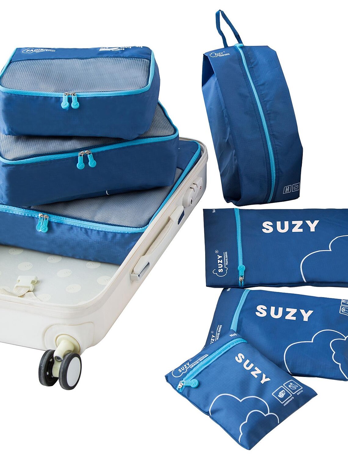 7pcs/set Travel Storage Bag Portable Suitcase Finishing Bag Clothing Storage Bag
