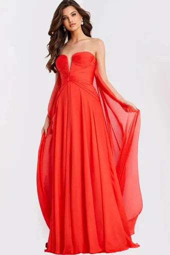 Flowy A-Line Sweetheart Strapless Open Back Floor Length Prom Dress