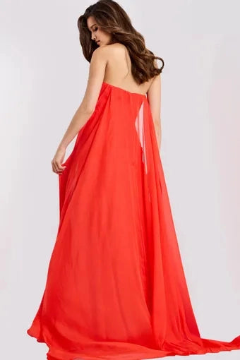 Flowy A-Line Sweetheart Strapless Open Back Floor Length Prom Dress