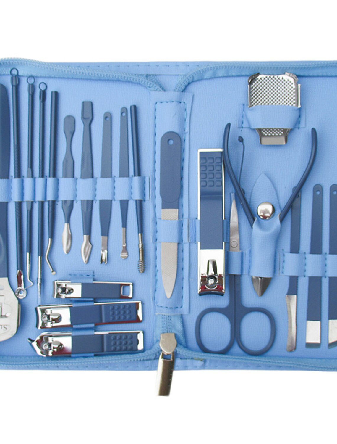 Manicure Set Nail Clippers Pedicure Kit -22 Pieces Stainless Steel Professional Manicure Kit Grooming Kits Nail Care Tools with Luxurious Travel Leather Case Gift Box Blue Green