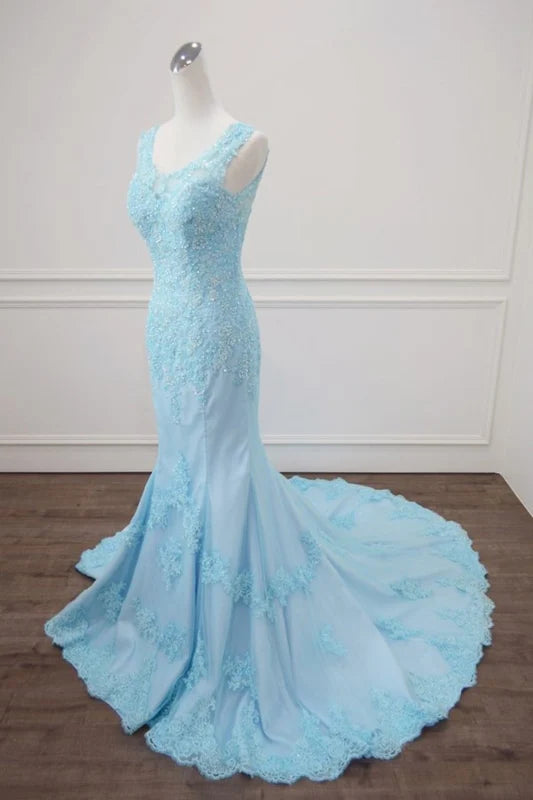 Mermaid Lace Beaded Appliques Prom Dress
