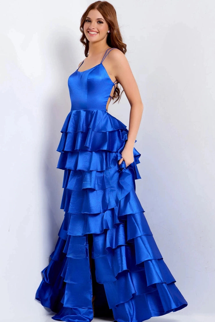 Elegant A Line Square Neck Spaghetti Strap Lace Up Back Floor Length Prom Dress