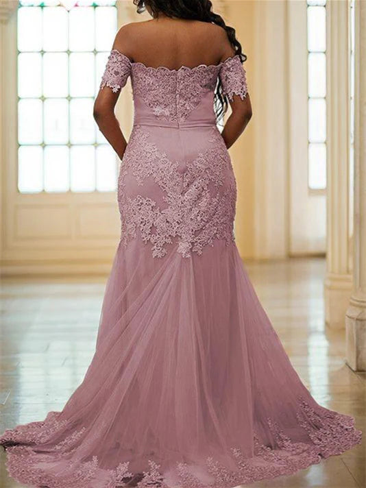 Sheath Off The Shoulder Floor Length Prom Dresses