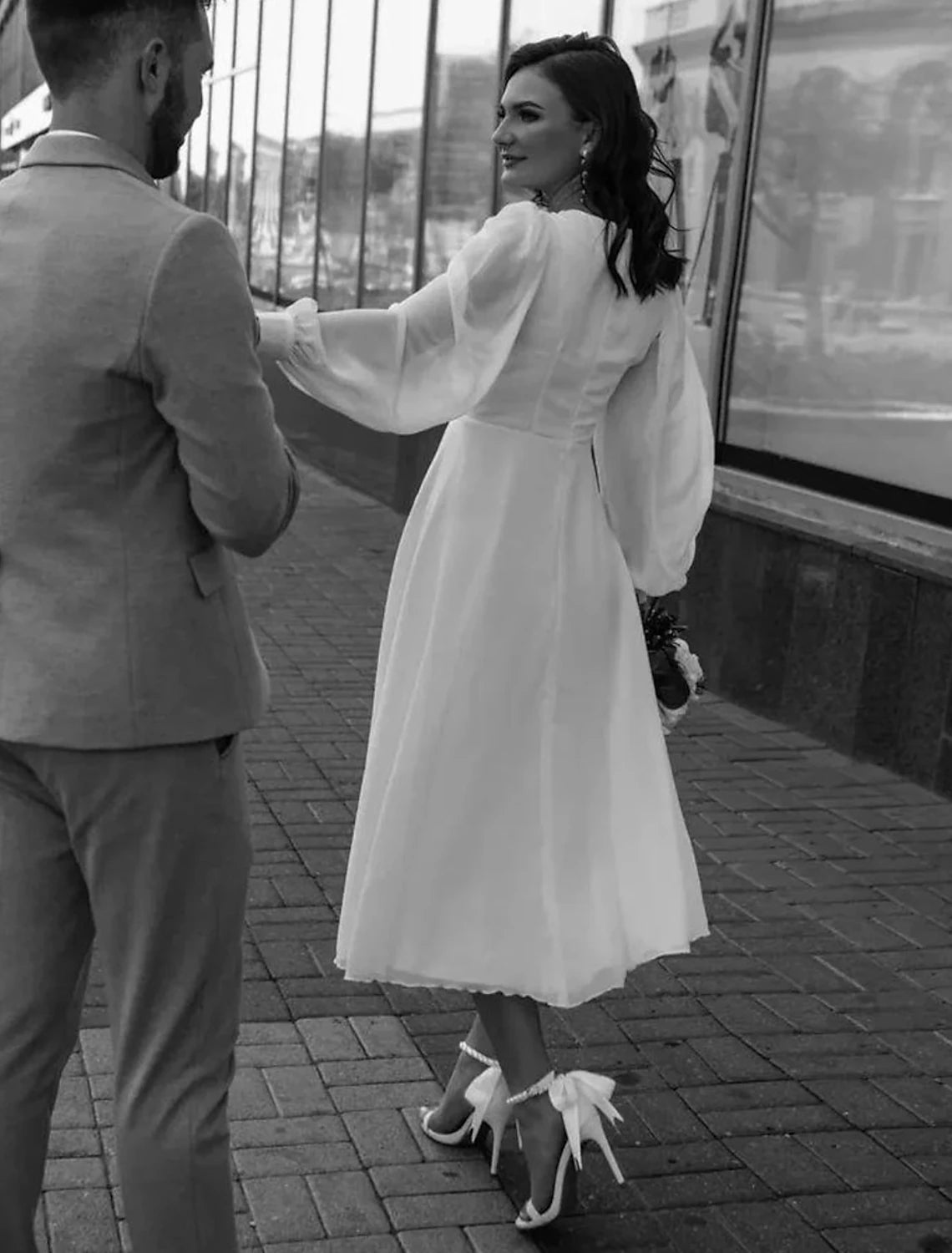 Bridal Shower Little White Dresses Wedding Dresses Ankle Length A-Line – BL Dress