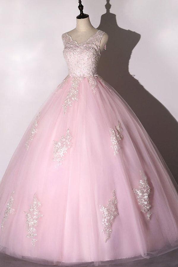 Ball Gown Tulle Applique Prom Dress