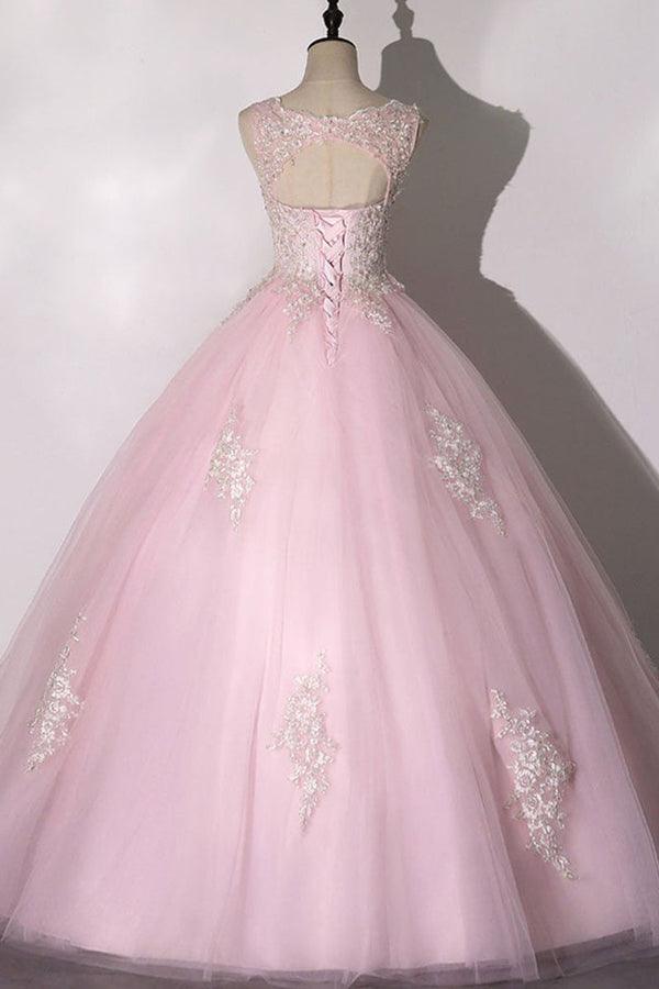 Ball Gown Tulle Applique Prom Dress