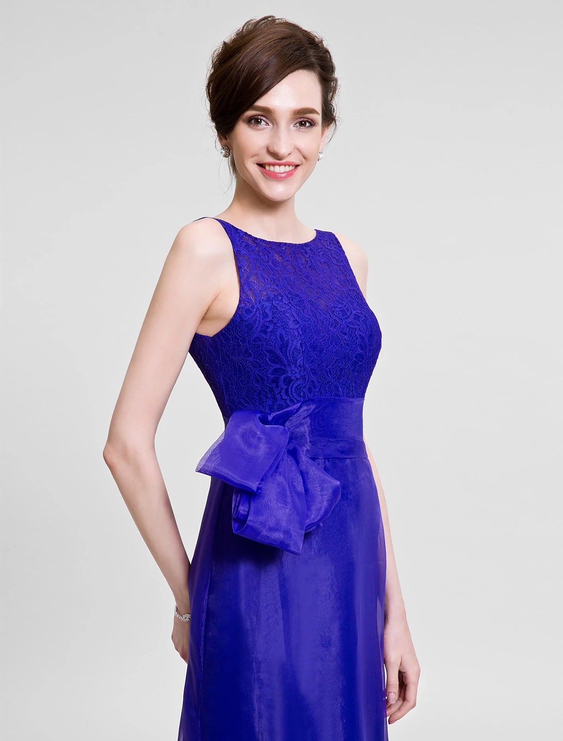 Mermaid / Trumpet Mother of the Bride Dress Beautiful Back Bateau Neck Floor Length  Sleeveless No with Lace