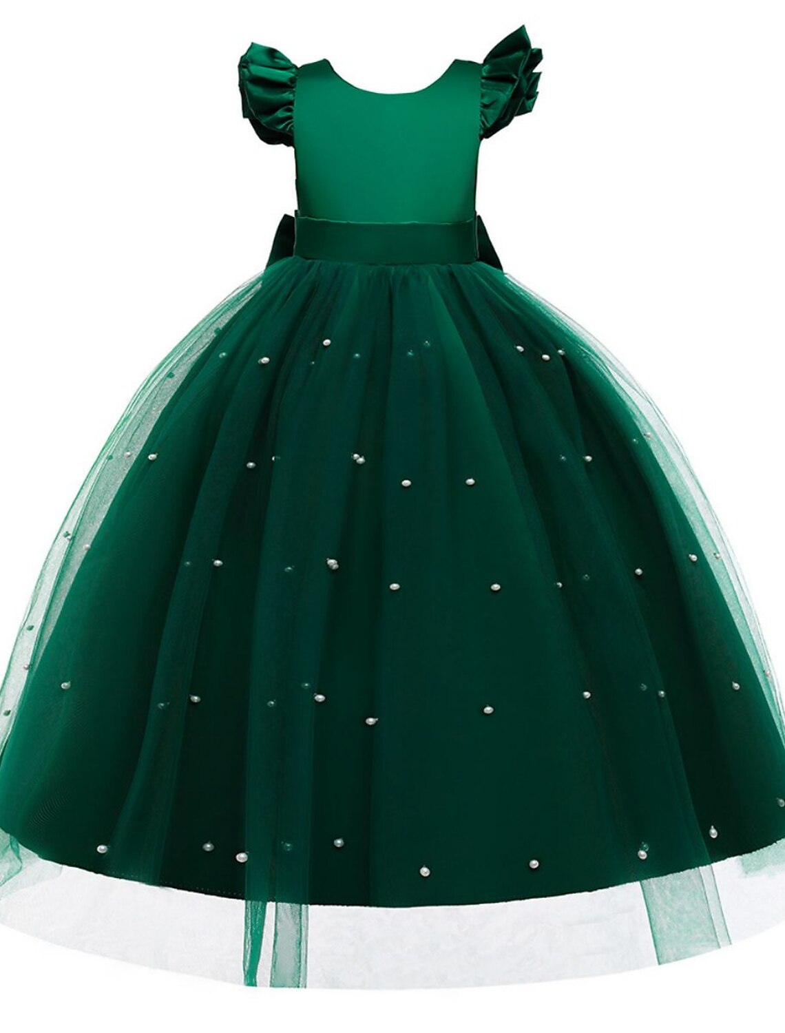 Kids Girls' Dress Plain Sleeveless Performance Party Mesh Bow Princess Sweet Polyester Maxi Tulle Dress Summer Spring 4-13 Years Wine Dusty Rose Gold