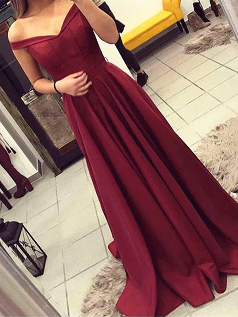 A Line Off Shoulder Prom Dress Formal Dress Bridesmaid Dress