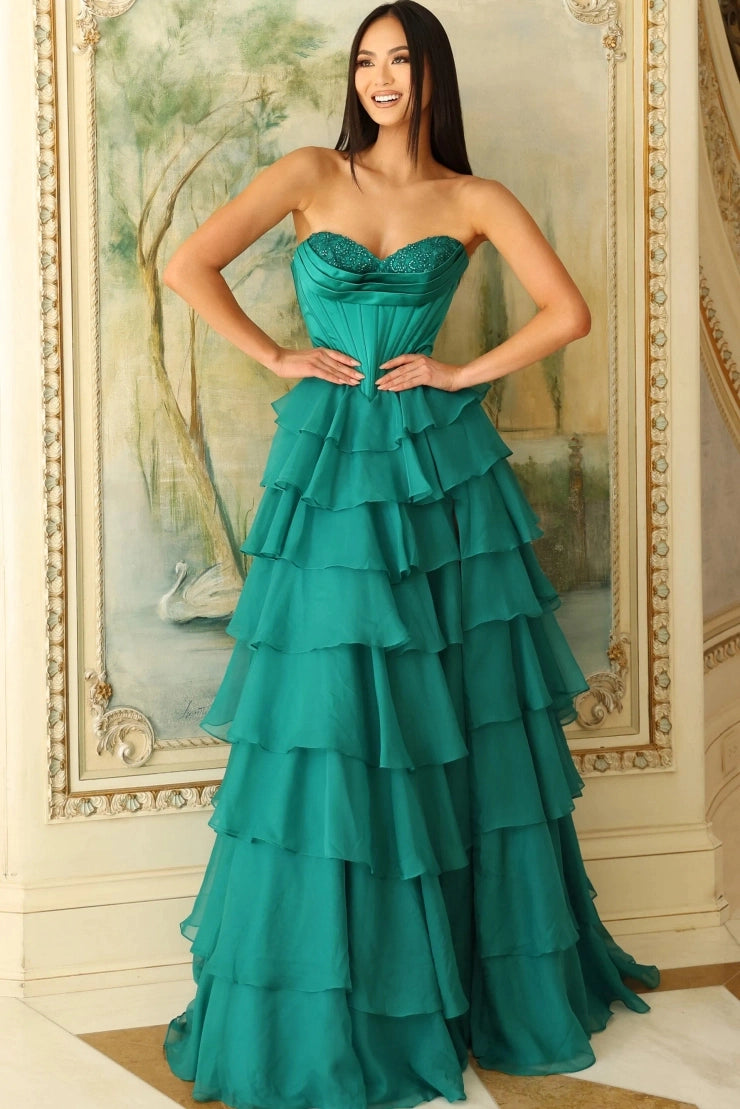 Elegant A-Line Sweetheart Strapless Open Back Floor Length Prom Dress
