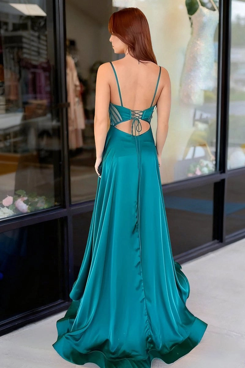 Dusty Blue A-Line Strapless Sleeveless Zipper Back Long Bridesmaid Dress