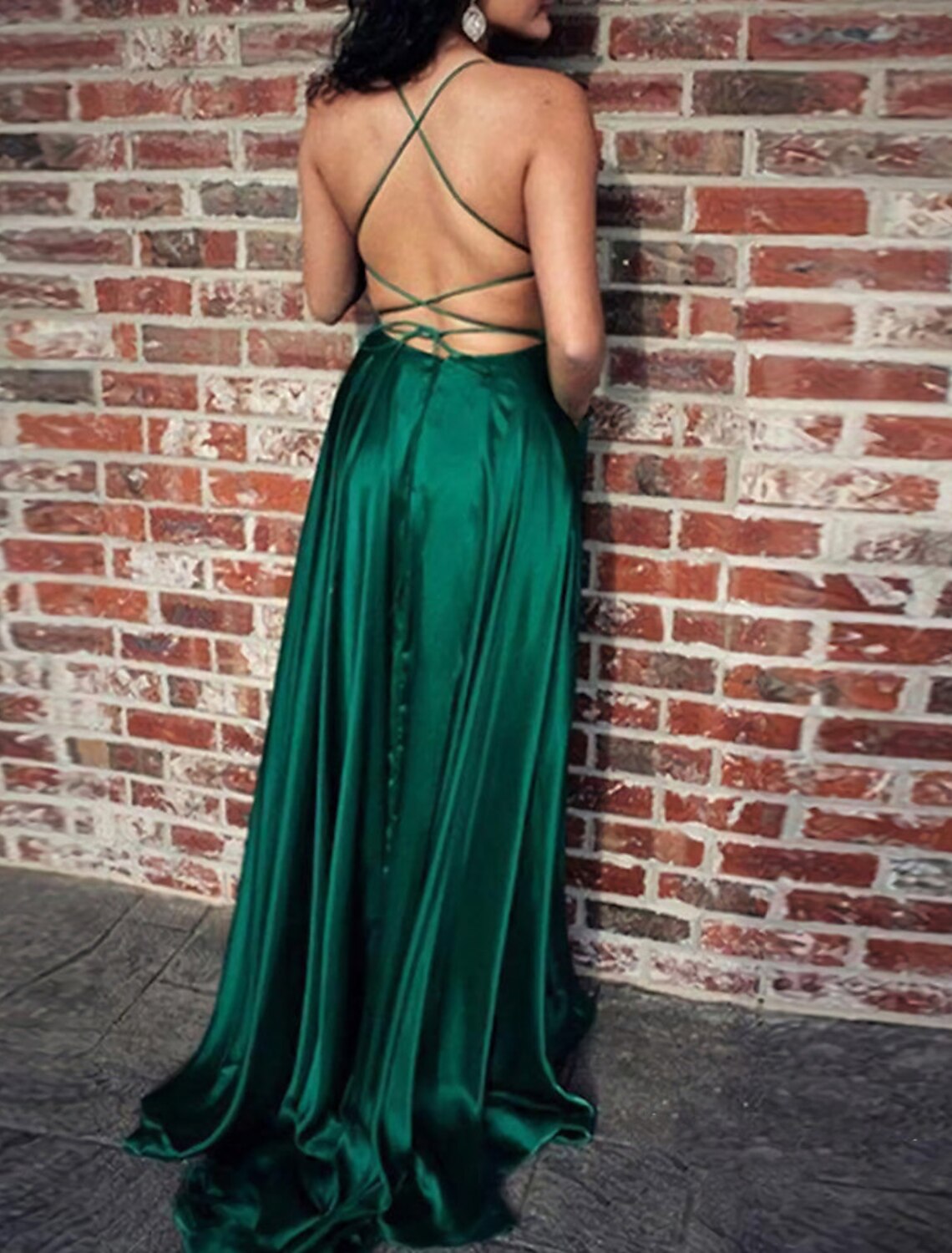 A-Line Evening Gown Sexy Dress Formal Wedding Guest Sweep / Brush Train Sleeveless Spaghetti Strap Charmeuse with Slit