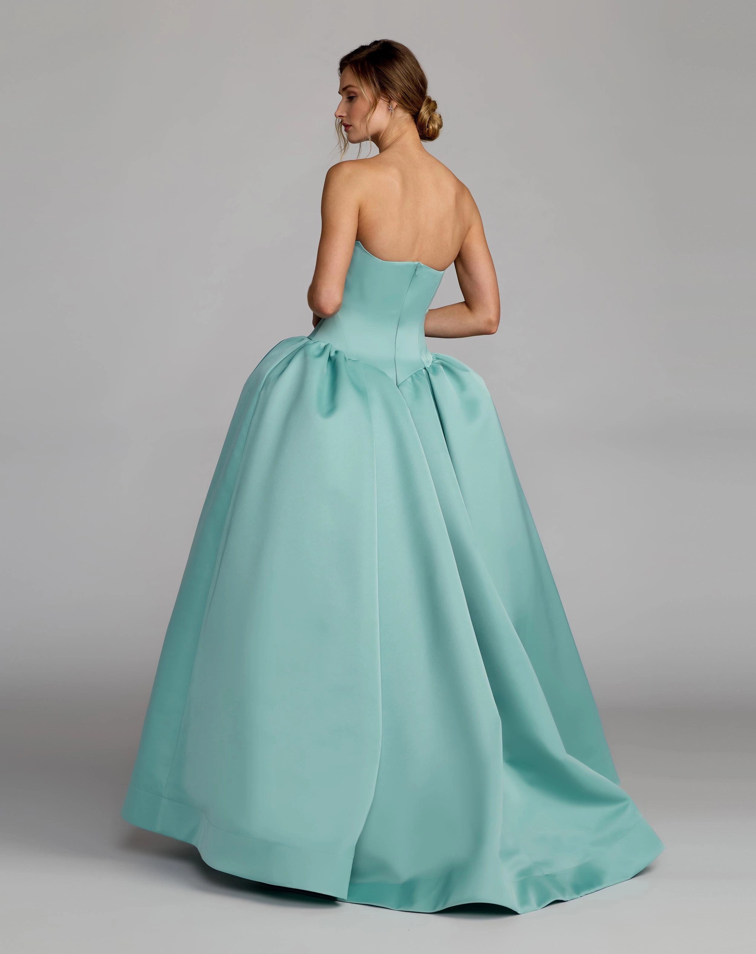 Strapless sweetheart satin ballgown prom dress