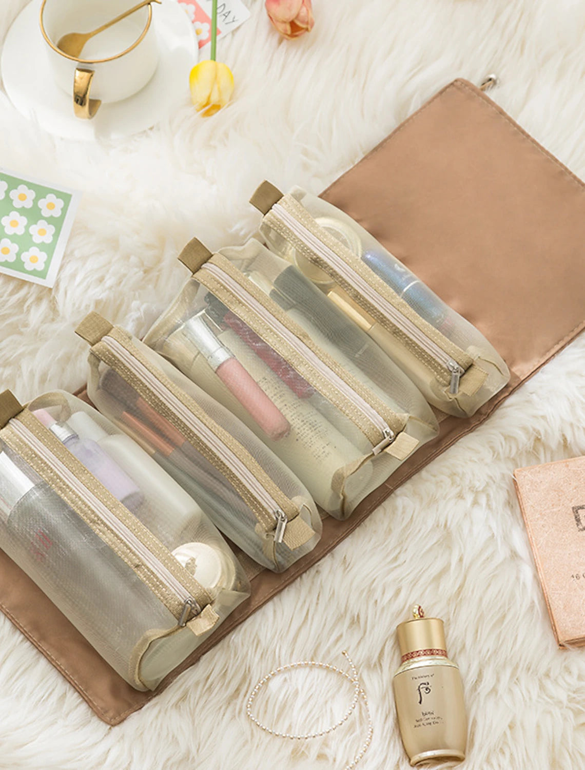 Travel Cosmetic Bag Foldable Makeup Organzier Portable Versatile Toiletry Wash Bag