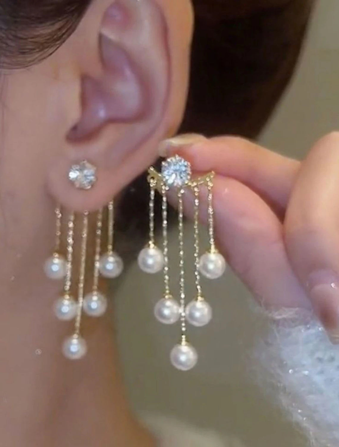 Women's Drop Earrings Jewelry Tassel Fringe Precious Cute Stylish Earrings Jewelry White For Wedding Party 1 Pair