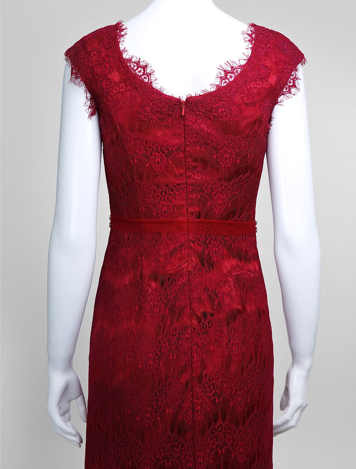 Mermaid / Trumpet Mother of the Bride Dress Jewel Neck Ankle Length Lace Tulle Sleeveless No with Lace Crystals